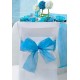 Housse de chaise intissé blanc noeud turquoise les 10