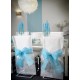 housse de chaise intisse blanc noeud turquoise les 10