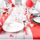 Chemin de table Vive les mariés deco mariage blanc rouge