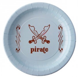 Assiette Pirate Carton Bleu ciel 22.5 cm les 6