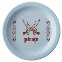 Assiettes Pirate Carton Bleu ciel 22.5 cm les 6