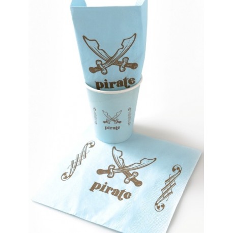 Serviette de table Pirate bleu ciel les 20