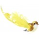 Oiseau jaune en plumes sur pince 12 cm les 2