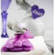 Oiseau gris en plumes sur pince idee deco