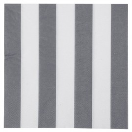 Serviettes de table Rayées Gris Blanc les 20