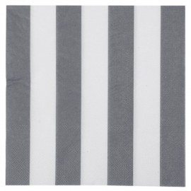 Serviettes de table Rayées Gris Blanc les 20