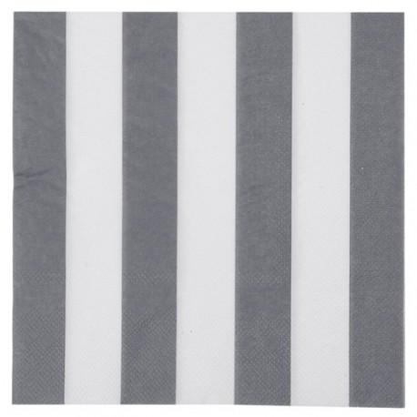 Serviette de table rayée gris blanc les 20 