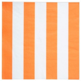 Serviette de table rayée orange blanc en papier les 20