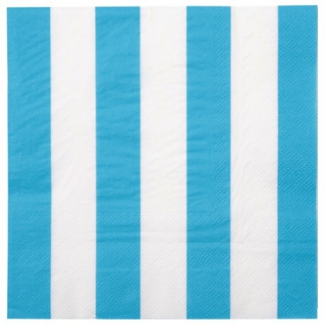 Serviette de table Rayée Bleu turquoise Blanc les 20