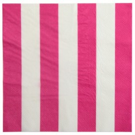 Serviettes de table Rayées Fushia Blanc les 20