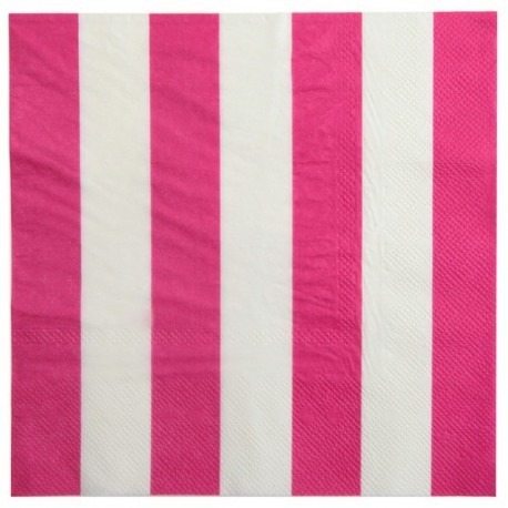 Serviettes de table Rayées Fushia Blanc les 20