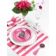 Serviettes de table Rayées Fushia Blanc les 20