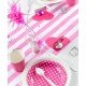 Chemin de Table Intissé Rayé Fushia Blanc 5 M