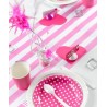 Chemin de Table Intissé Rayé Fushia Blanc 5 M