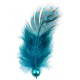 Plume Bleu Turquoise Léopard Assortie avec Perle les 6