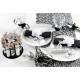 Plume Noire Leopard avec Perle deco chic noir blanc