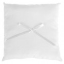 Coussin alliances coton blanc et noeud ruban