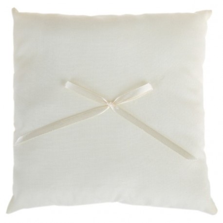 Coussin alliance coton ivoire et noeud ruban