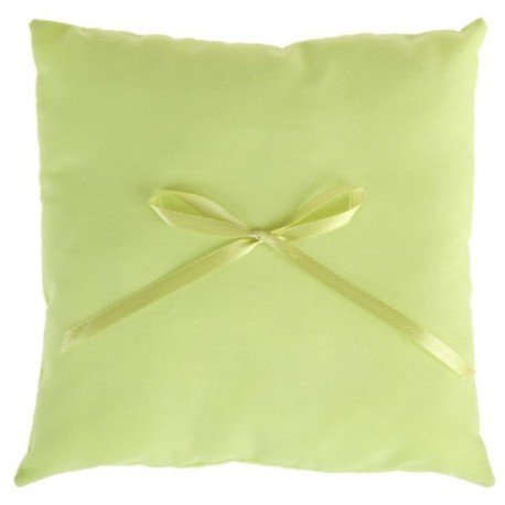 Coussin alliances coton vert anis et noeud ruban