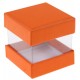 Boîte à dragées cube orange et transparent les 6