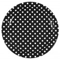 Assiette Carton noir à Pois blanc 23 cm les 10- Assiette à Pois 