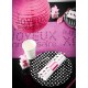 Assiette Carton noir a Pois blanc deco fuschia noir a pois