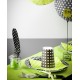 Assiette noire a pois blanc deco noir vert anis a pois