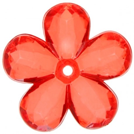 Perles Fleurs rouge transparent 2.1 cm les 10