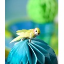 Perruches Vert Anis en plumes sur pince 6 cm les 2