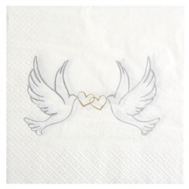 Serviette de table Colombes Papier Blanc Cassé les 20