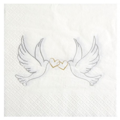 Serviette de table Colombes Papier Blanc Cassé les 20