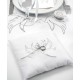 Coussin alliances colombes coton blanc et noeud ruban