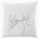 Coussin alliance colombes carre blanc et noeud ruban