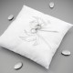 Coussin alliances Colombes coton blanc et noeud ruban