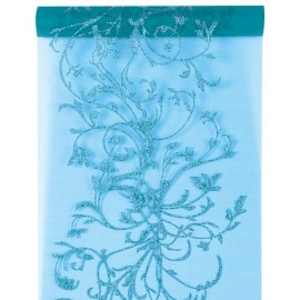 Chemin de Table Orient Organdi Turquoise