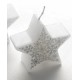 Bougie étoile flocon de neige blanc argent 7 cm