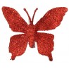 Papillons rouges pailletés sur pince les 4