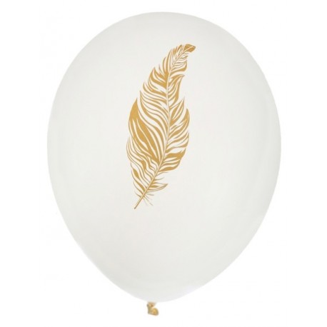 Ballons plume ivoire or 23 cm les 8