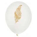 Ballons Plume ivoire or 23 cm les 8