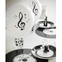 Ballons notes de musique blanc noir 23 cm les 8