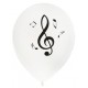 Ballons notes de musique blanc noir 23 cm les 8