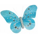 Papillons Perles Turquoise Argent sur Pince Les 2
