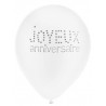 Ballon joyeux anniversaire blanc noir 23 cm les 8