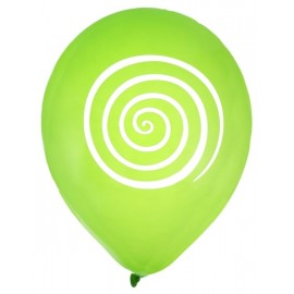 Ballons spirale vert blanc 23 cm les 8