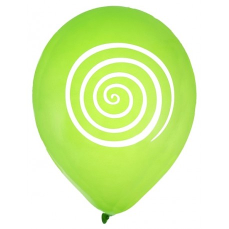 Ballons spirale vert blanc 23 cm les 8