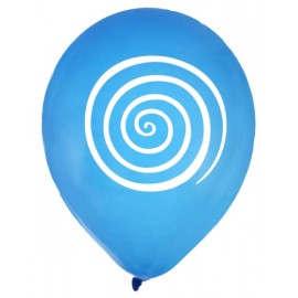 Ballons spirale turquoise blanc 23 cm les 8