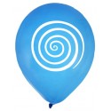 Ballons spirale turquoise blanc 23 cm les 8