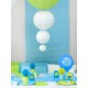 Ballons spirale turquoise blanc 23 cm les 8