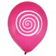 Ballons spirale fuchsia blanc 23 cm les 8