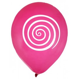 Ballons spirale fuchsia blanc 23 cm les 8